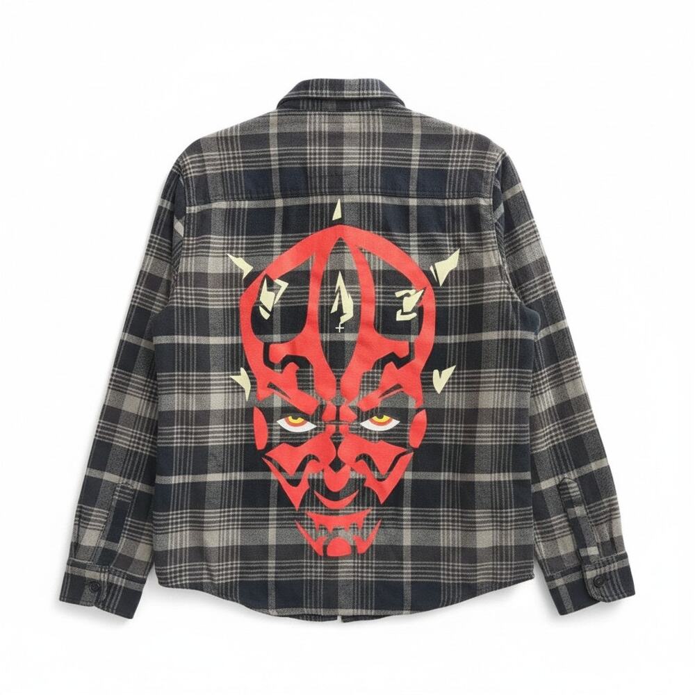 Cakeworthy Star Wars Darth Maul Plaid Flannel Shirt Small Graphic Disney Sith